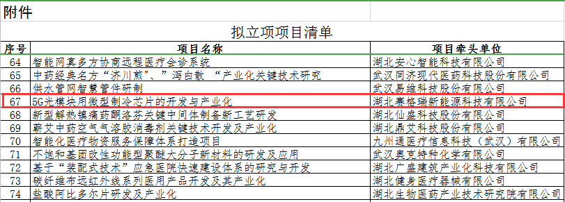 湖北省科技厅关于“科技助力经济2020” 重点专项拟立项项目的公示